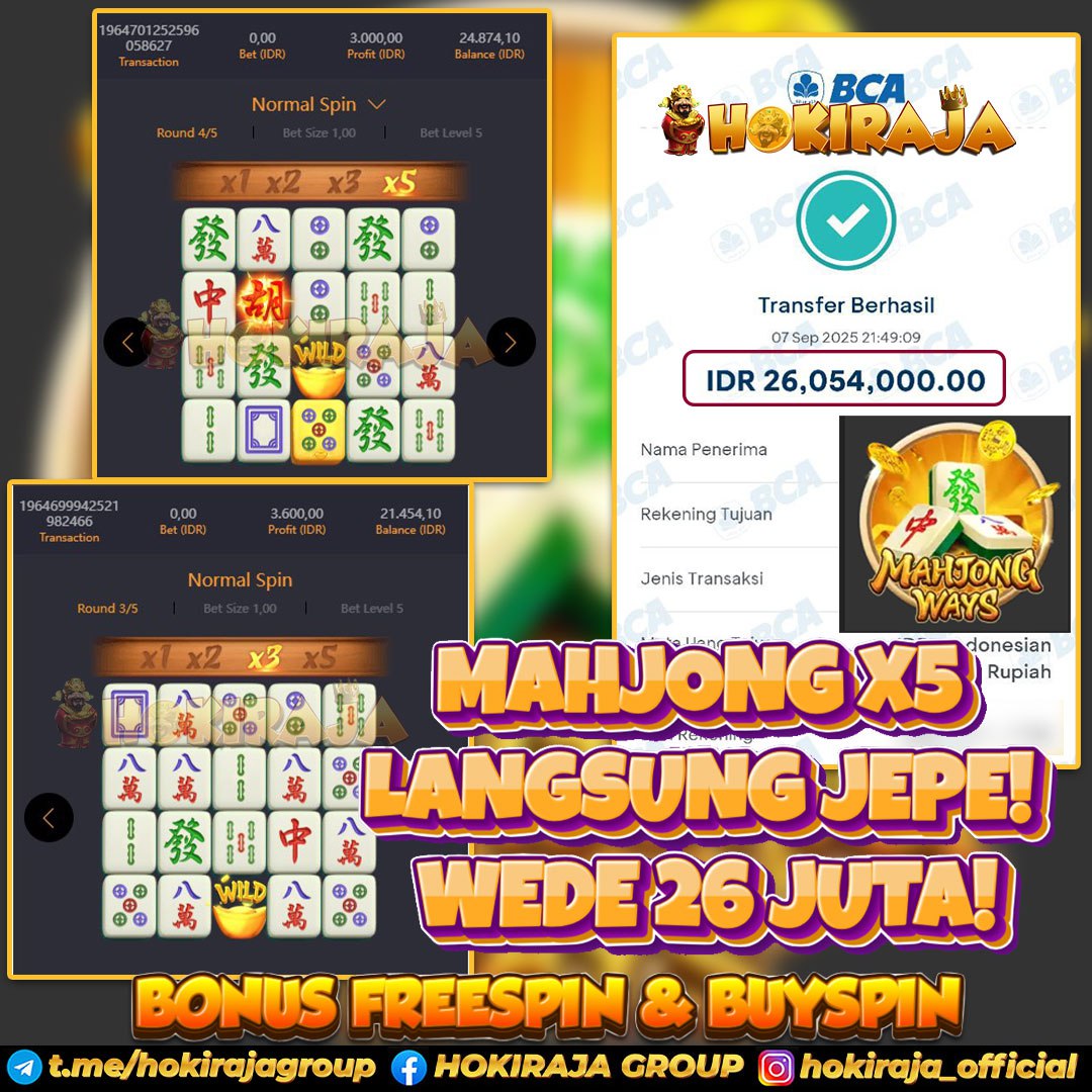 HOKIRAJA JACKPOT SLOT MAHJONG WAYS RP 26.054.000 ID : PUR****